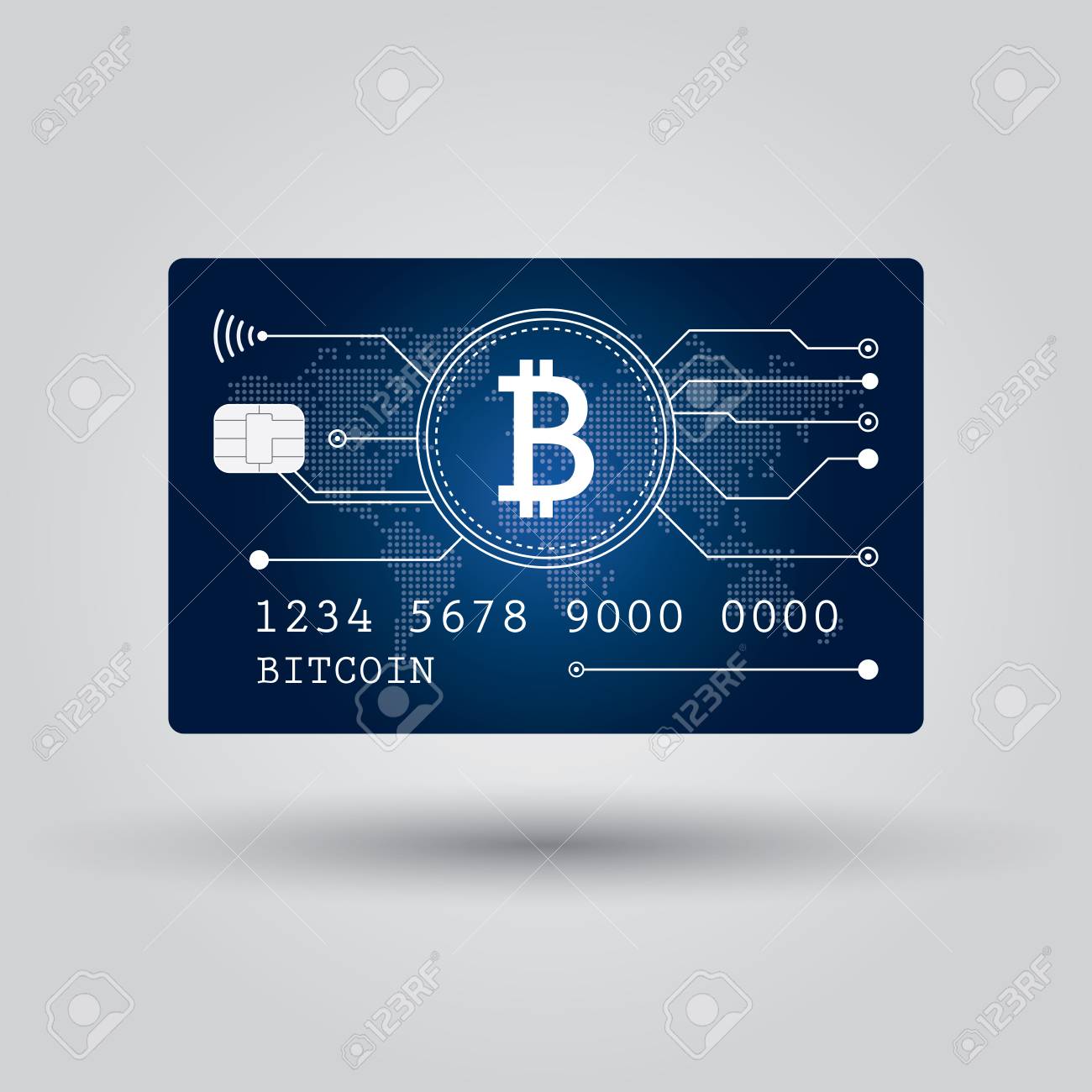 Bitcoin Debit Card Account Credit All In One Card Concept - 